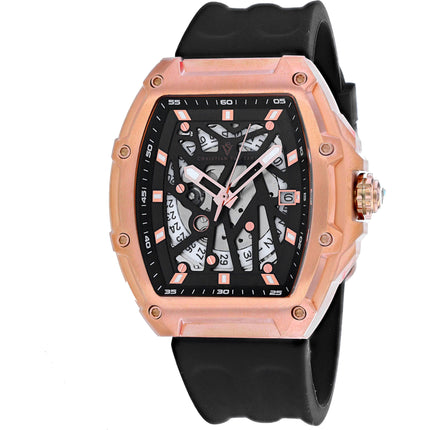 Christian Van Sant Men's Watch - Odyssey Skeleton Dial Black Rubber Strap | CV6195 ,