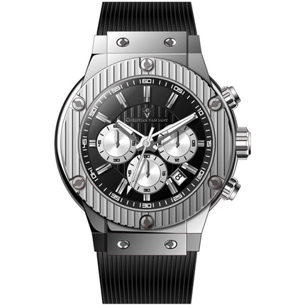 Christian Van Sant Men's Watch - Monarchy Quartz Black Dial Rubber Strap | CV8141 ,