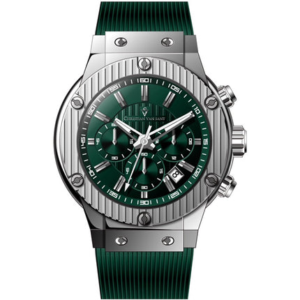 Christian Van Sant Men's Watch - Monarchy Quartz Green Dial Rubber Strap | CV8143 ,