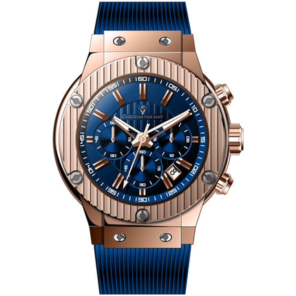 Christian Van Sant Men's Watch - Monarchy Quartz Blue Dial Rubber Strap | CV8148 ,