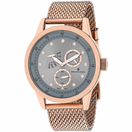 Christian Van Sant Men's Watch - Rio Quartz Blue Dial Rose Gold Bracelet | CV8715 ,