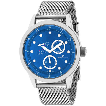 Christian Van Sant Men's Watch - Rio Quartz Blue Dial Silver Steel Bracelet | CV8717 ,