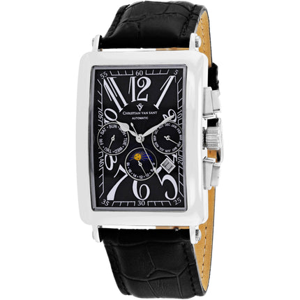 Christian Van Sant Men's Watch - Prodigy Automatic Black Dial Leather Strap | CV9130 ,