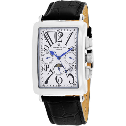 Christian Van Sant Men's Watch - Prodigy Automatic White Dial Leather Strap | CV9131 ,