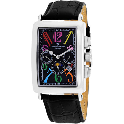 Christian Van Sant Men's Watch - Prodigy Automatic Black Dial Leather Strap | CV9132 ,