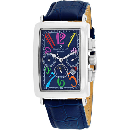 Christian Van Sant Men's Watch - Prodigy Automatic Blue Dial Leather Strap | CV9133 ,