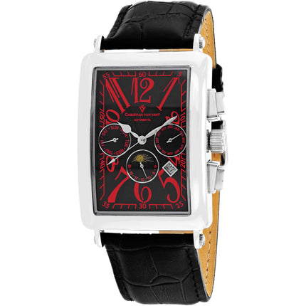 Christian Van Sant Men's Watch - Prodigy Automatic Black Dial Leather Strap | CV9134 ,