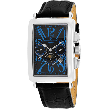 Christian Van Sant Men's Watch - Prodigy Automatic Black Dial Leather Strap | CV9135 ,