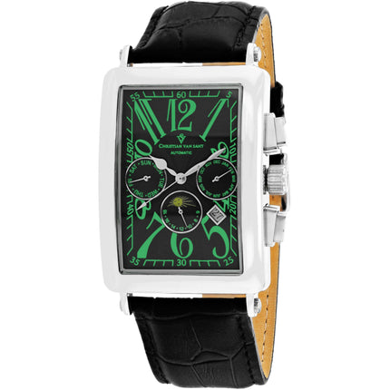 Christian Van Sant Men's Watch - Prodigy Automatic Black Dial Leather Strap | CV9136 ,
