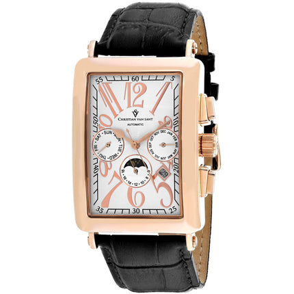 Christian Van Sant Men's Watch - Prodigy Automatic White Dial Leather Strap | CV9140 ,