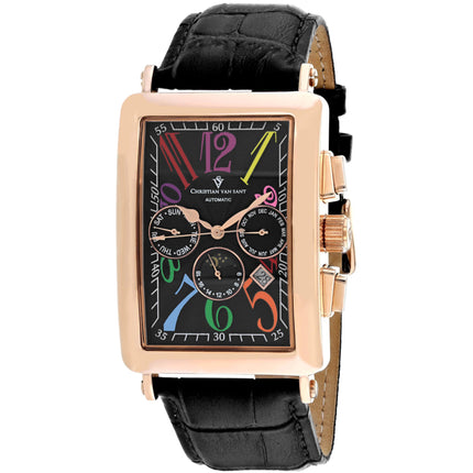 Christian Van Sant Men's Watch - Prodigy Automatic Black Dial Leather Strap | CV9143 ,