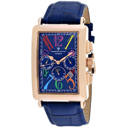 Christian Van Sant Men's Watch - Prodigy Automatic Blue Dial Leather Strap | CV9144 ,