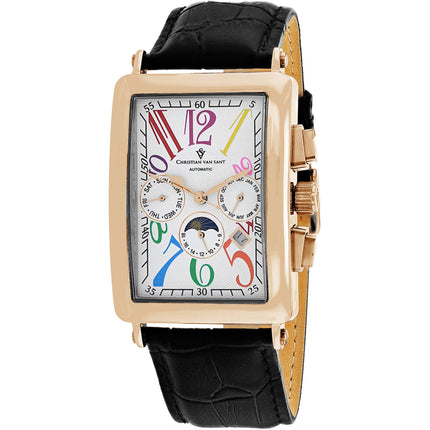 Christian Van Sant Men's Watch - Prodigy Automatic White Dial Leather Strap | CV9145 ,