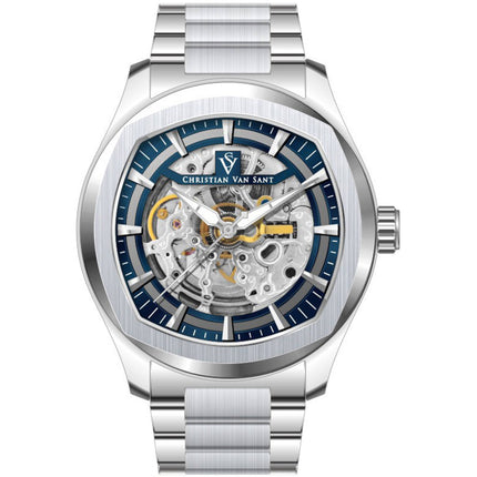 Christian Van Sant Men's Watch - Romeo Automatic Blue Dial Silver Bracelet | CV9506 ,