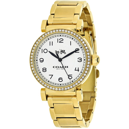 Coach Women's Watch - Madison Quartz White Dial Yellow Gold Bracelet | 14502397 ,