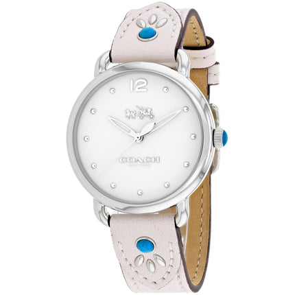 Coach Women's Watch - Delancey Quartz White Dial White Leather Strap | 14502702 ,