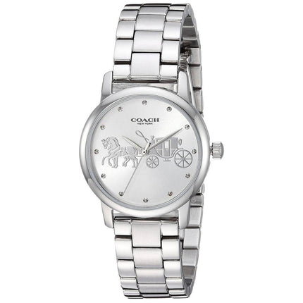 Coach Women's Watch - Grand Quartz White Dial Silver Tone Steel Bracelet | 14502975 ,