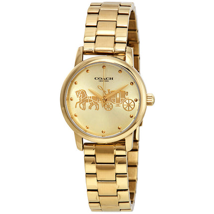 Coach Women's Watch - Grand Quartz Gold Tone Dial Yellow Gold Bracelet | 14502976 ,