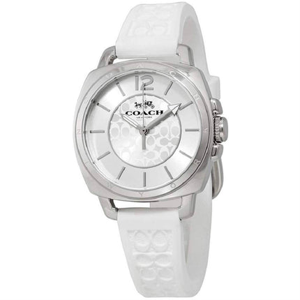 Coach Women's Watch - Boyfriend Silver Dial White Silicone Rubber Strap | 14503146 ,
