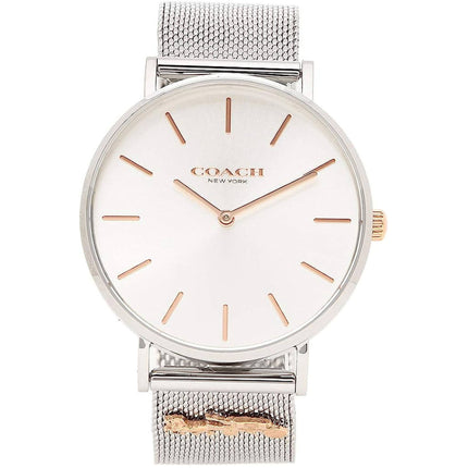 Coach Women's Watch - Perry Quartz White Dial Silver Tone Steel Bracelet | 14503336 ,