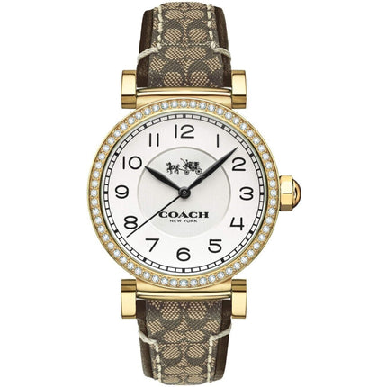 Coach Women's Watch - Madison Quartz White Dial Leather Strap Crystal | 14503397 ,