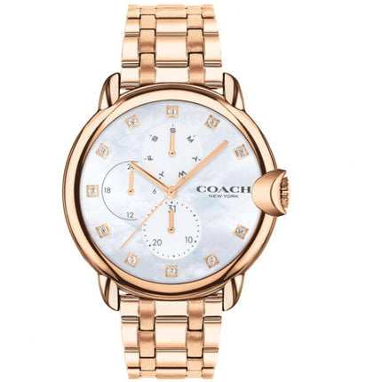 Coach Women's Watch - Arden Quartz Mother Of Pearl Dial Rose Gold Steel | 14503682 ,