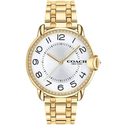 Coach Women's Watch - Arden Quartz White Dial Yellow Gold Steel Bracelet | 14503810 ,