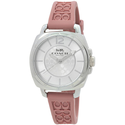 Coach Women's Watch - Boyfriend Silver Dial Pink Silicone Rubber Strap | 14503876 ,