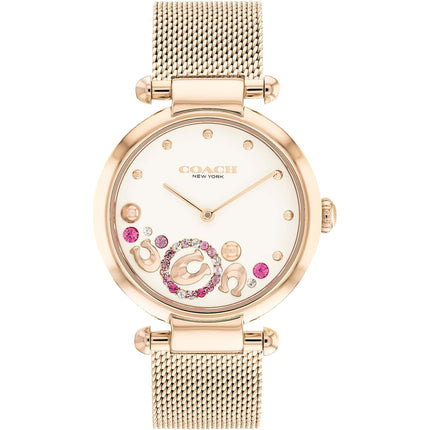 Coach Women's Watch - Cary Quartz SS Case White Dial Rose Gold Bracelet | 14504004 ,