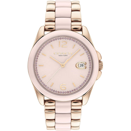 Coach Women's Watch - Greyson Quartz Pink Dial Rose Gold Steel Bracelet | 14504188 ,