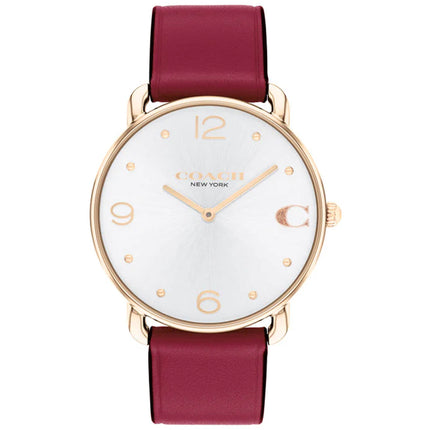 Coach Women's Watch - Elliot Quartz Rose Gold Case Silver Dial Red Strap | 14504204 ,