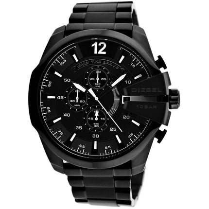 Diesel Men's Watch - Mega Chief Quartz Chronograph Black Dial Steel Bracelet | DZ4283 ,