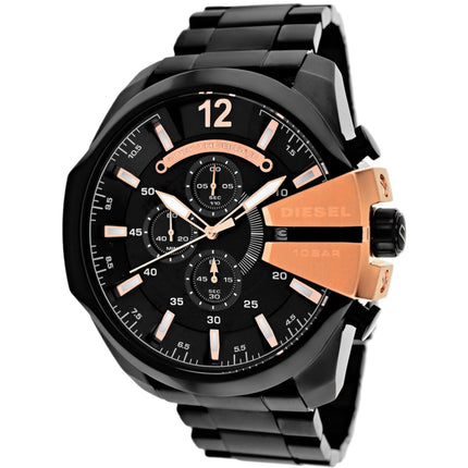Diesel Men's Watch - Mega Chief Quartz Chronograph Black Dial Steel Bracelet | DZ4309 ,