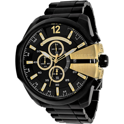 Diesel Men's Watch - Mega Chief Quartz Chronograph Black Dial Steel Bracelet | DZ4338 ,