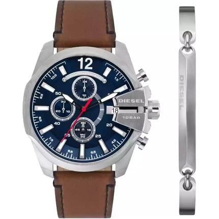 Diesel Men's Watch - Baby Chief Quartz Chronograph Brown Leather Strap | DZ4601SET ,