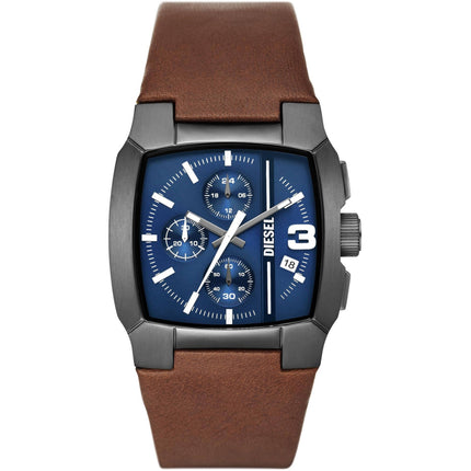 Diesel Men's Watch - Cliffhanger Quartz Chronograph Blue Dial Leather Strap | DZ4641 ,