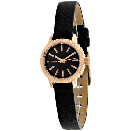 Diesel Women's Watch - Timeframe Rose Gold Case Black Dial Leather Strap | DZ5498 ,