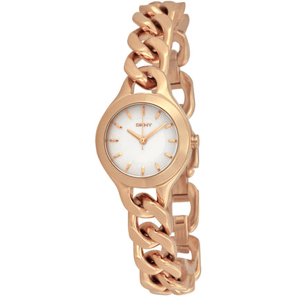 DKNY Women's Watch - Chambers Quartz Silver Dial Rose Gold Steel Bracelet | NY2214 ,