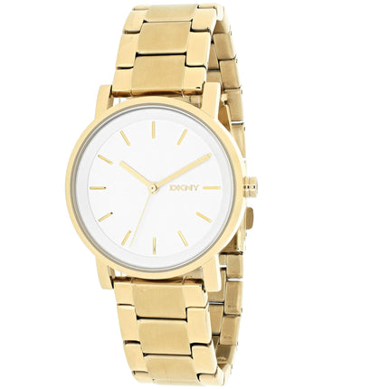 DKNY Women's Watch - Soho Quartz SS Case Silver Dial Yellow Gold Bracelet | NY2343 ,
