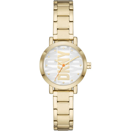DKNY Women's Watch - Soho Quartz SS Case Silver Dial Yellow Gold Bracelet | NY6647 ,