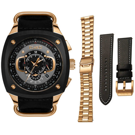 Egard Men's Watch - VI-Viking Quartz Black Dial Leather Strap | WCH-5083-Q0H176 ,