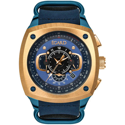 Egard Men's Watch - V1-Viking Suri Quartz Blue Dial Leather Strap | WCH-5083-Y0N178 ,