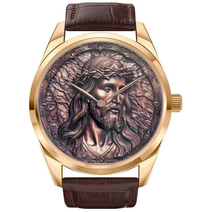 Egard Men's Watch - In His name Rose Gold Tone Dial Leather Strap | WCH-S9887-ROS ,