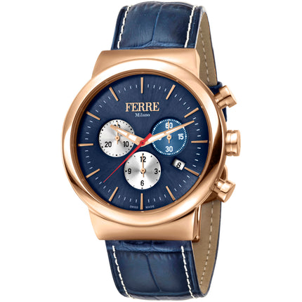 Ferre Milano Men's Watch - Classic Quartz Blue Dial Leather Strap | FM1G106L0031 ,