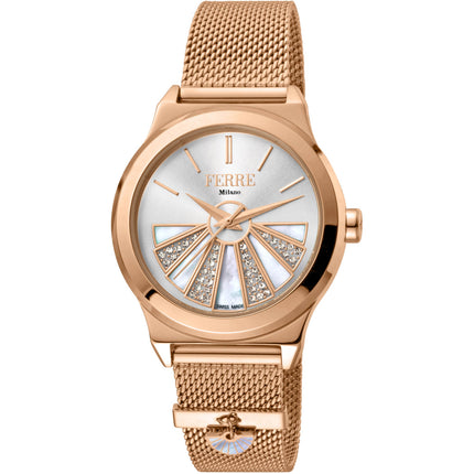 Ferre Milano Women's Watch - Classic White Dial Rose Gold Bracelet | FM1L125M0071 ,