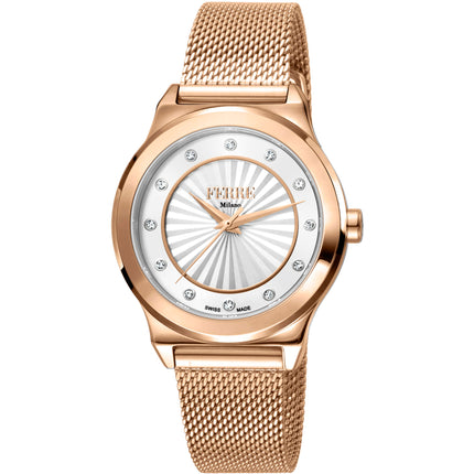 Ferre Milano Women's Watch - Classic White Dial Rose Gold Bracelet | FM1L125M0261 ,