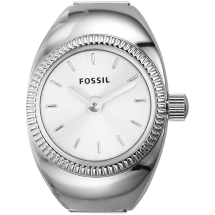 Fossil Women's Ring Watch - Quartz Silver Tone Dial Stainless Steel Band | ES5245 ,