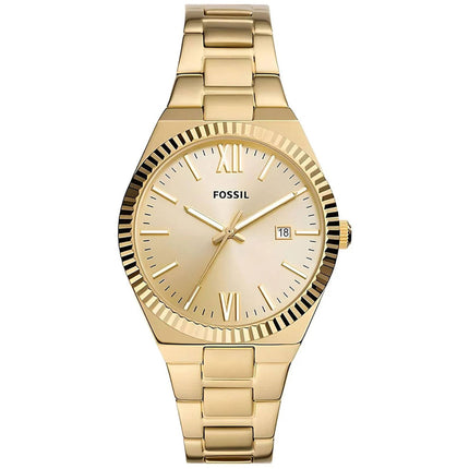 Fossil Women's Watch - Scarlette Quartz Gold Tone Dial Yellow Gold Bracelet | ES5299 ,