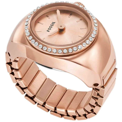 Fossil Women's Ring Watch - Quartz Rose Gold Dial Stainless Steel Band | ES5320 ,