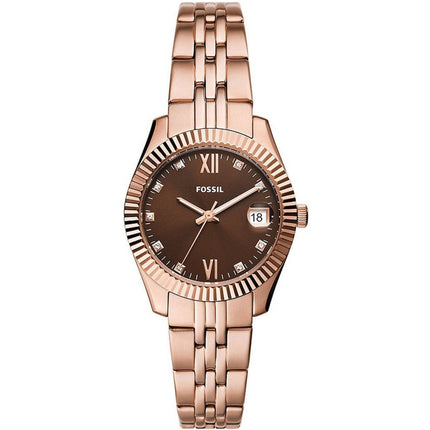 Fossil Women's Watch - Scarlette Quartz Brown Dial Rose Gold Steel Bracelet | ES5324 ,